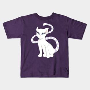 Beautiful Cartoon Cute White Cat Kids T-Shirt